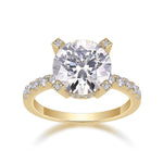 Melina Round Moissanite Pavé Engagement Ring in 18K yellow gold plating, front view