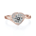 Mercy Round Moissanite Heart Halo Ring in 18K rose gold plating, front view