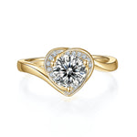 Mercy Round Moissanite Heart Halo Ring in 18K yellow gold plating, front view