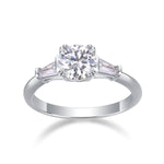 Carissie Round Baguette Accent Trilogy Engagement Ring 1 Ct