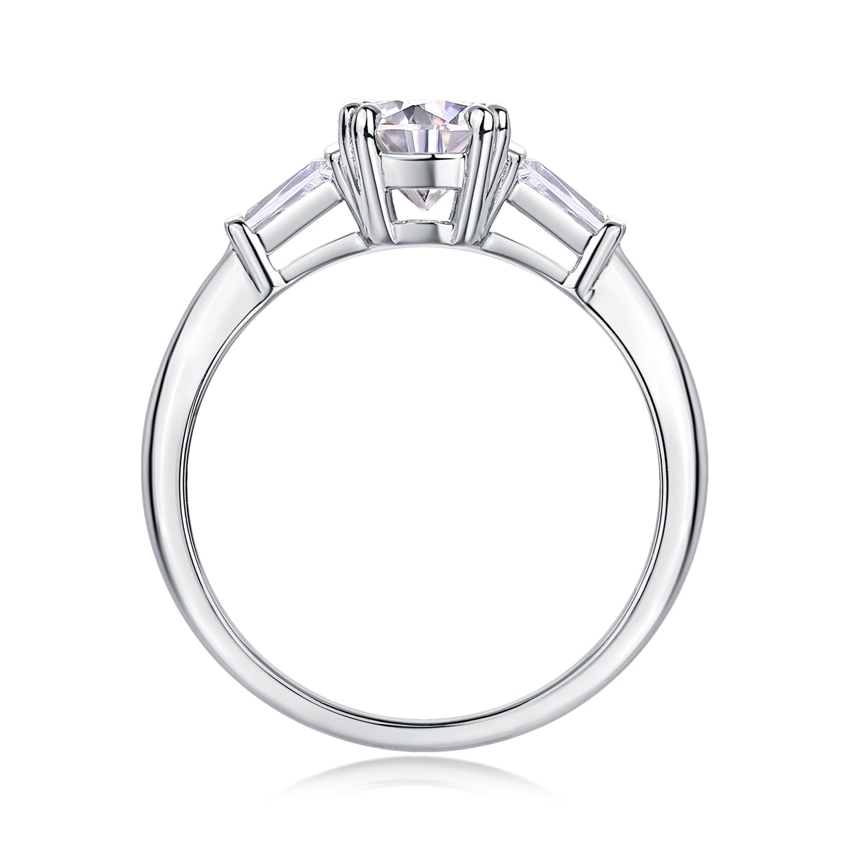 Carissie Round Baguette Accent Trilogy Engagement Ring 1 Ct