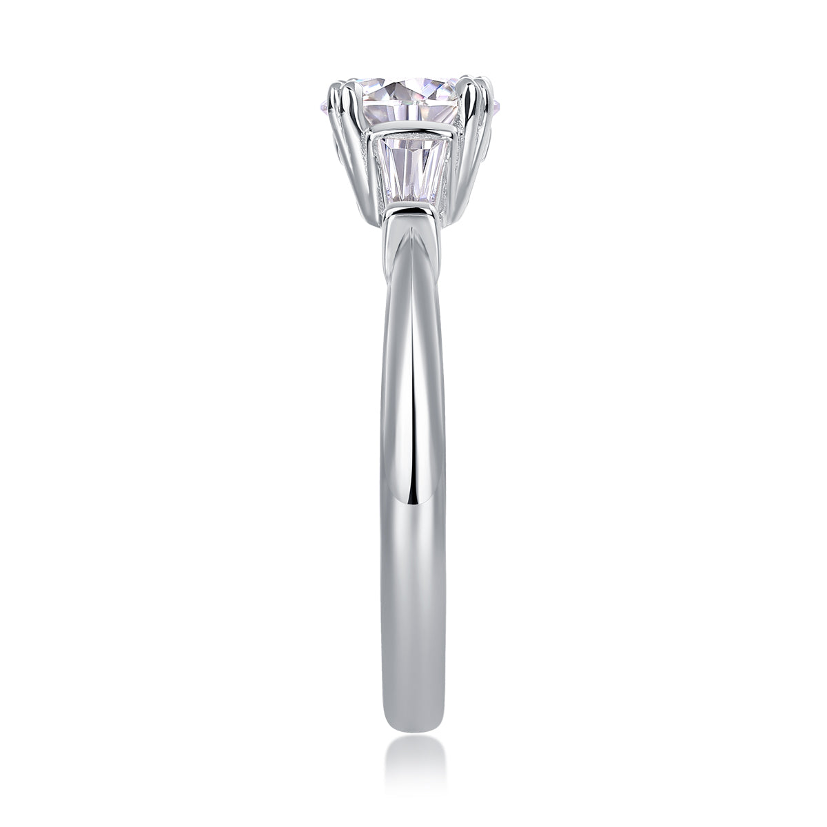 Carissie Round Baguette Accent Trilogy Engagement Ring 1 Ct