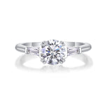 Carissie Round Baguette Accent Trilogy Engagement Ring 1 Ct