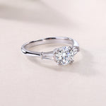 Carissie Round Baguette Accent Trilogy Engagement Ring 1 Ct