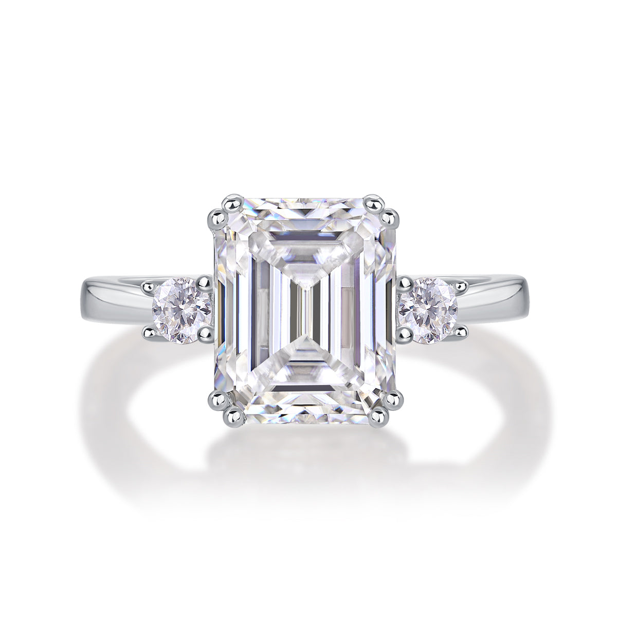 Carissie Classic Emerald Cut Three-Stone Engagement Ring