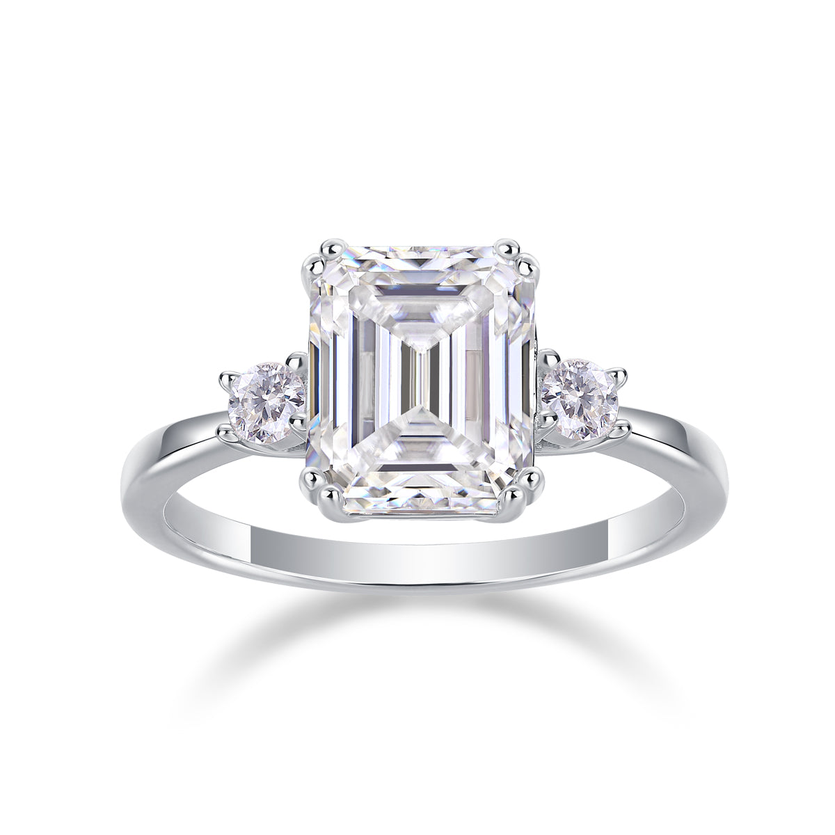 Carissie Classic Emerald Cut Three-Stone Engagement Ring