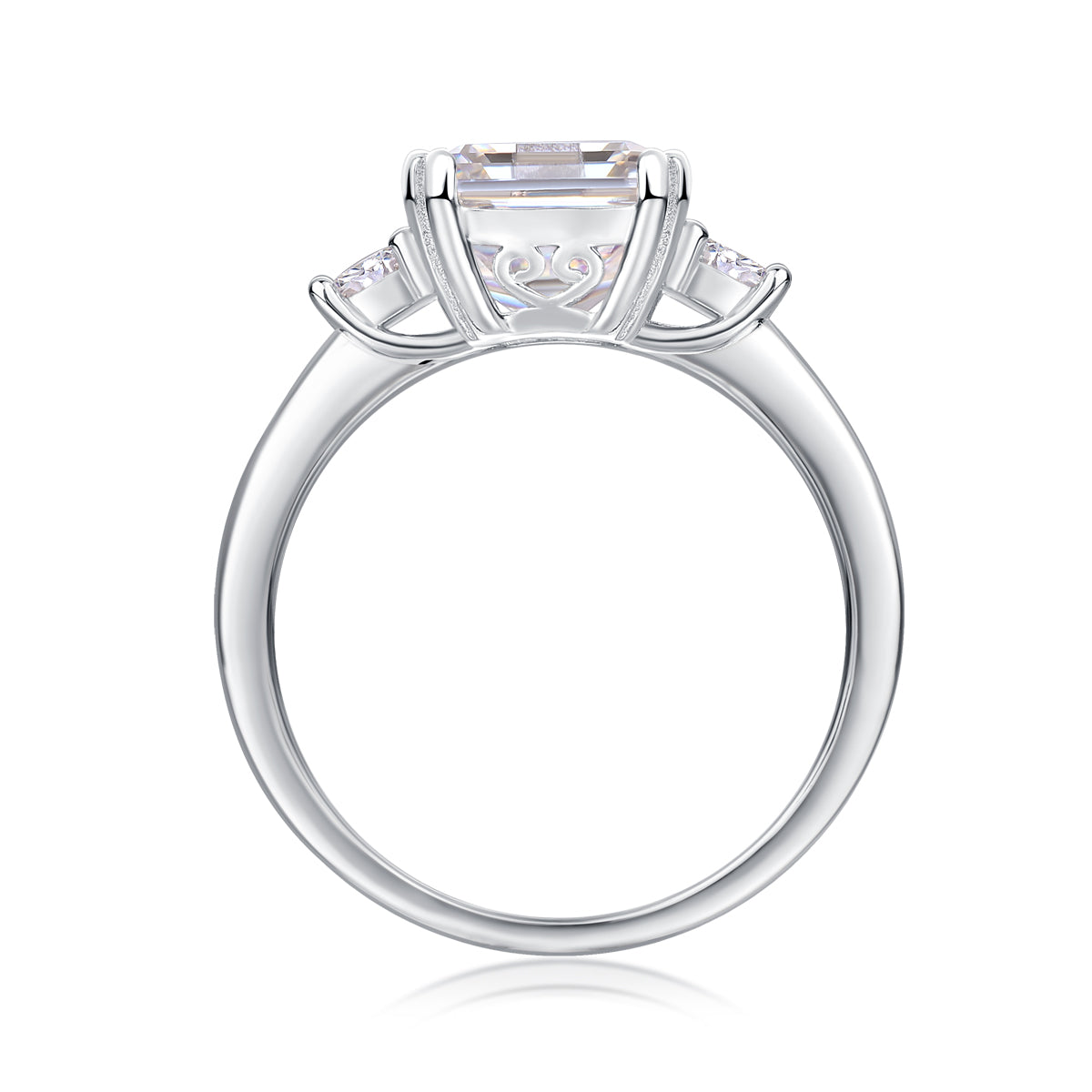 Carissie Classic Emerald Cut Three-Stone Engagement Ring