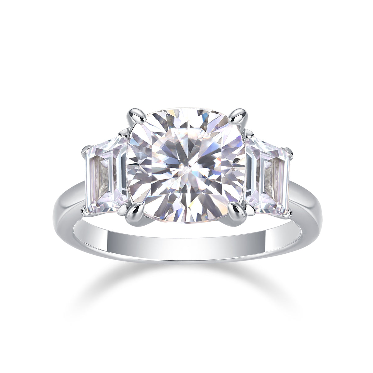 Carissie Cushion Baguette Three Stone Engagement Ring