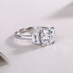 Carissie Cushion Baguette Three Stone Engagement Ring