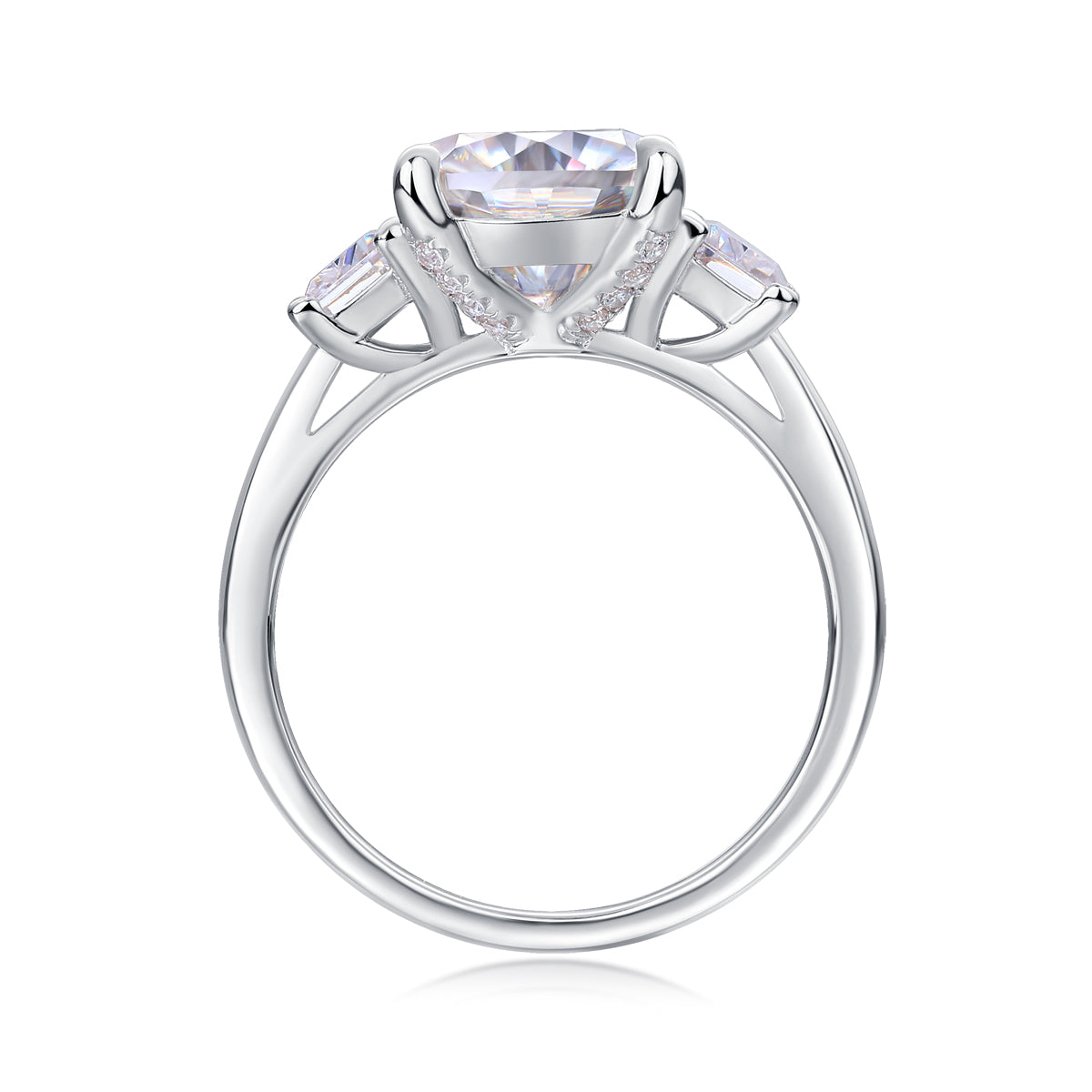 Carissie Cushion Baguette Three Stone Engagement Ring