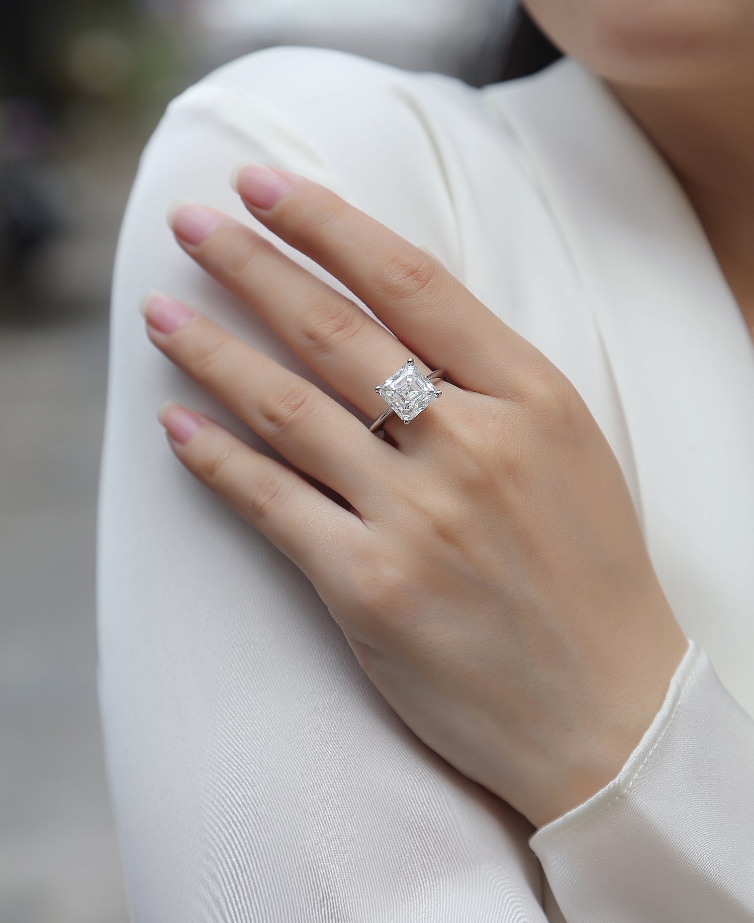 Carissie Square Four - Prong Solitaire Engagement Ring