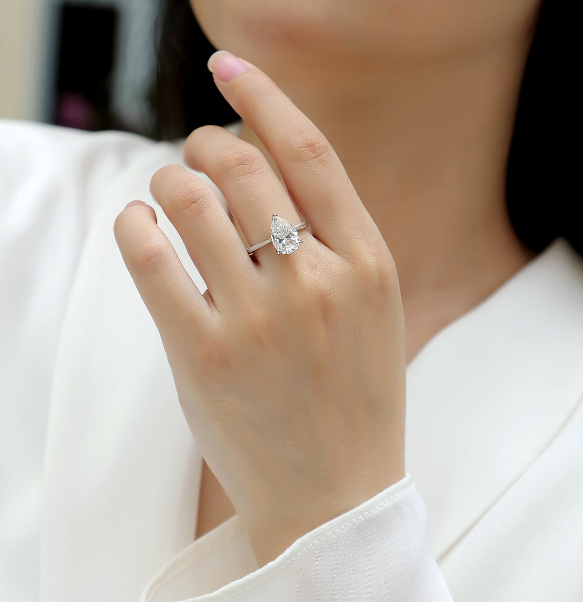 Carissie Vintage Pear Shaped Solitaire Engagement Ring