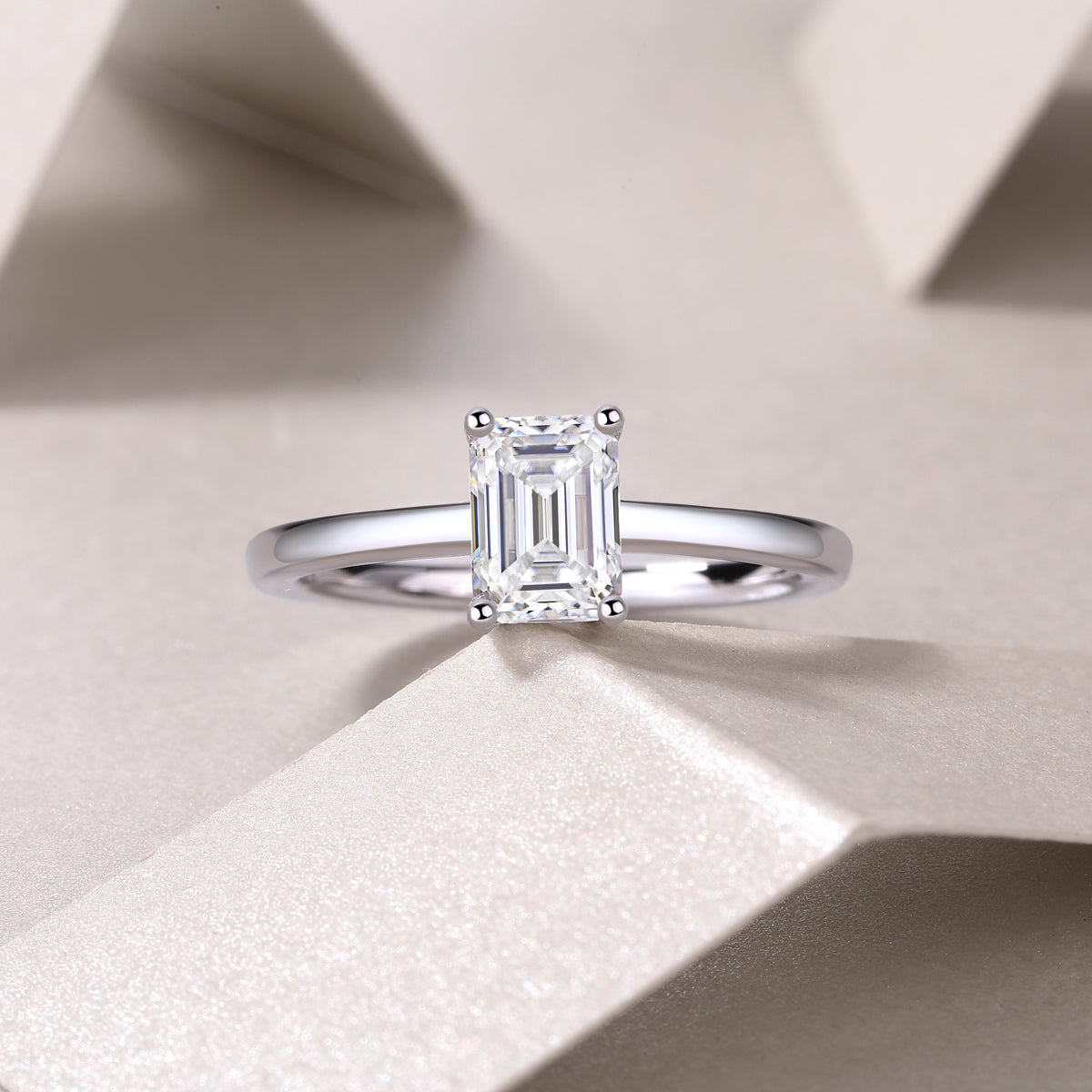 Carissie Emerald Cut Prong Solitaire Engagement Ring