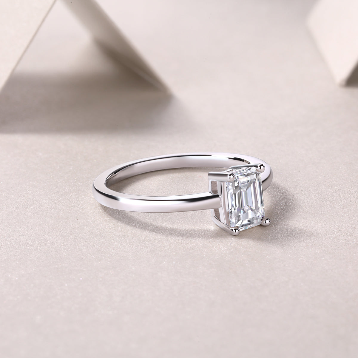 Carissie Emerald Cut Prong Solitaire Engagement Ring