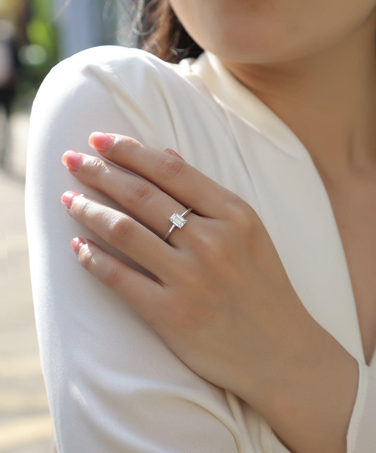 Carissie Emerald Cut Prong Solitaire Engagement Ring