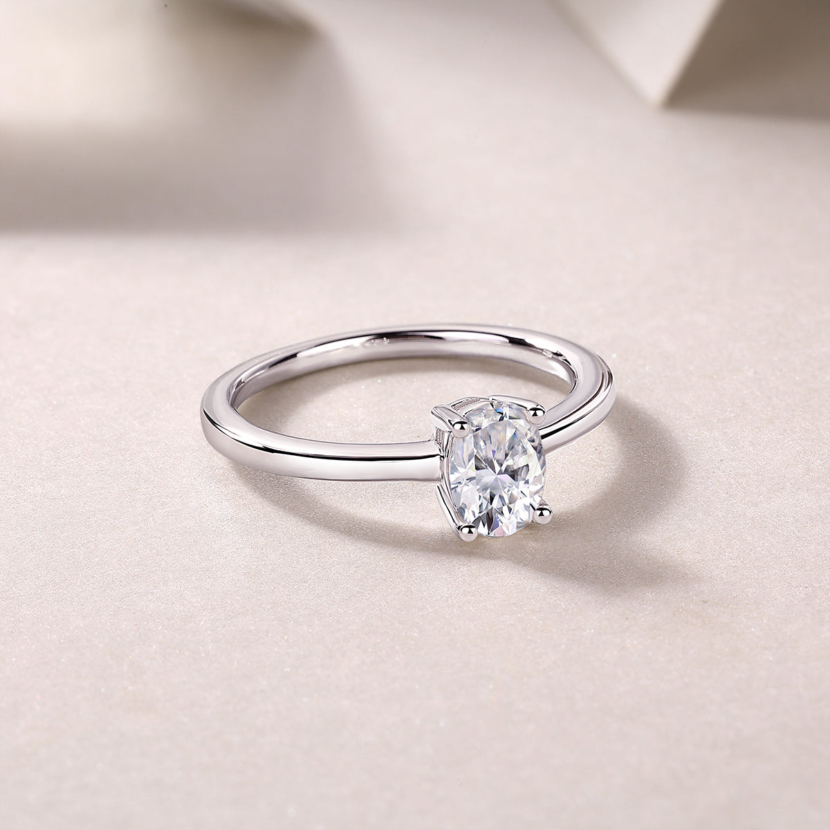 Carissie Classic Oval Solitaire Four-Prong Engagement Ring