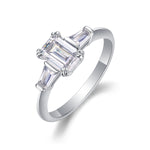 Carissie Emerald Cut Tapered Baguette Claw-Set Engagement Ring