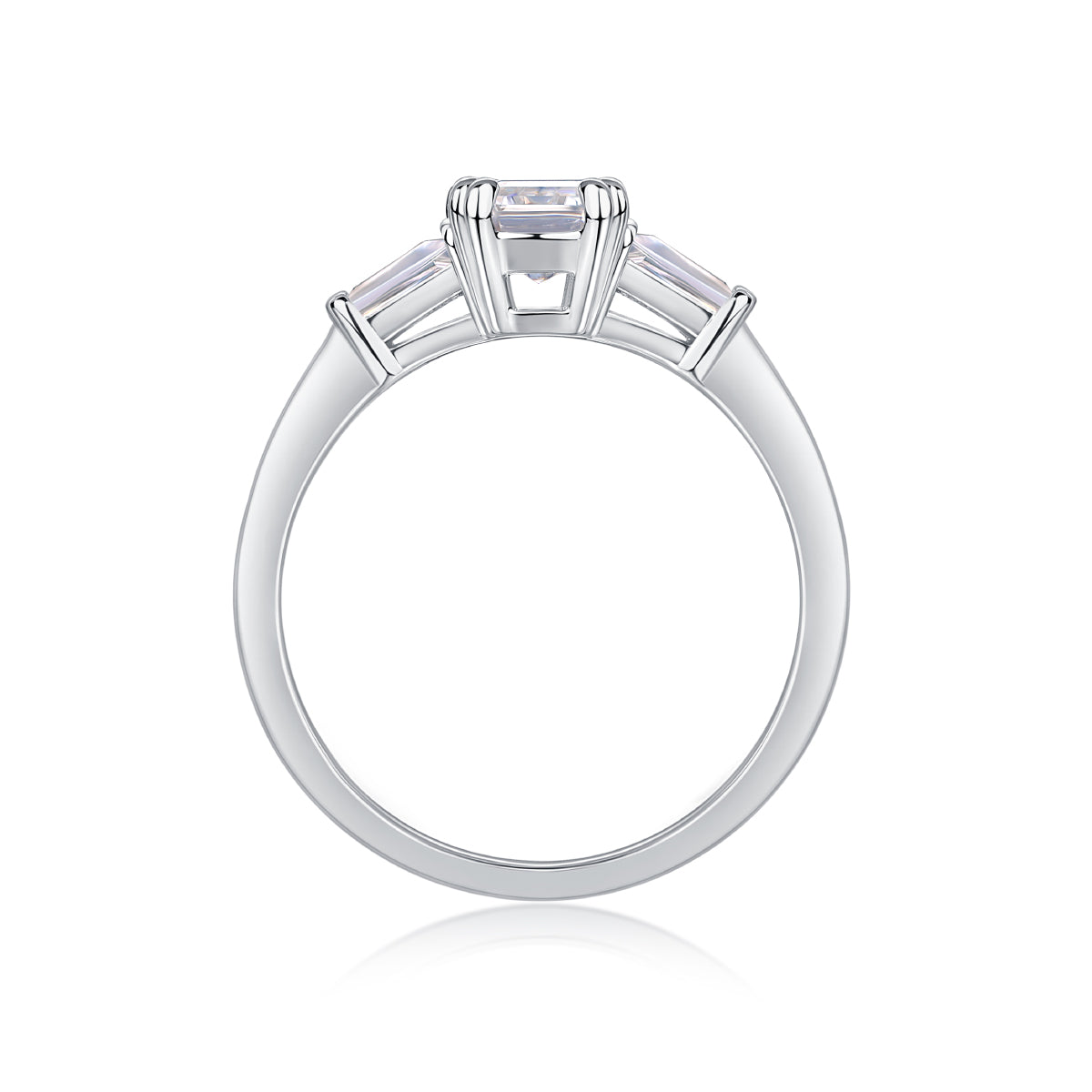 Carissie Emerald Cut Tapered Baguette Claw-Set Engagement Ring