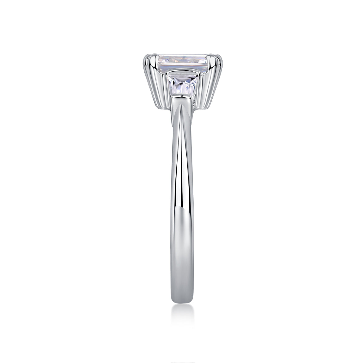 Carissie Emerald Cut Tapered Baguette Claw-Set Engagement Ring