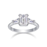 Carissie Emerald Cut Tapered Baguette Claw-Set Engagement Ring