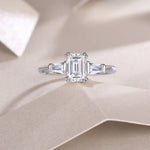Carissie Emerald Cut Tapered Baguette Claw-Set Engagement Ring