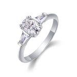 Carissie Vintage Baguette Accent Claw-Set Engagement Ring
