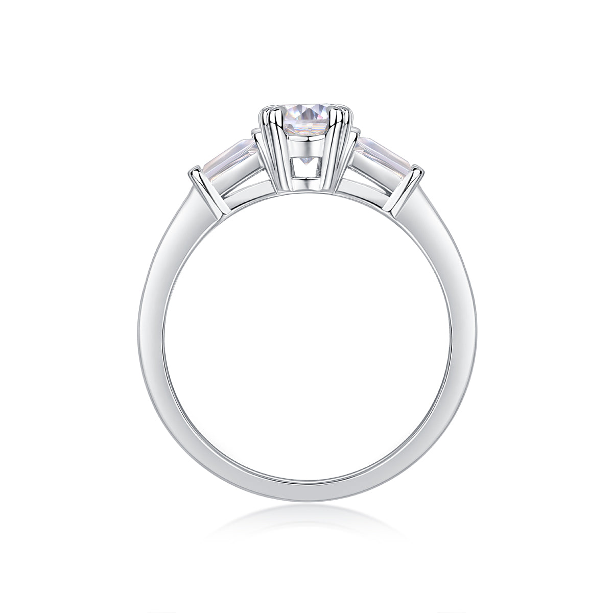 Carissie Vintage Baguette Accent Claw-Set Engagement Ring