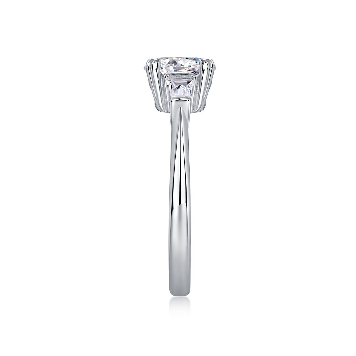 Carissie Vintage Baguette Accent Claw-Set Engagement Ring