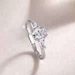 Carissie Vintage Baguette Accent Claw-Set Engagement Ring