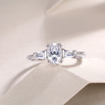 Carissie Vintage Baguette Accent Claw-Set Engagement Ring