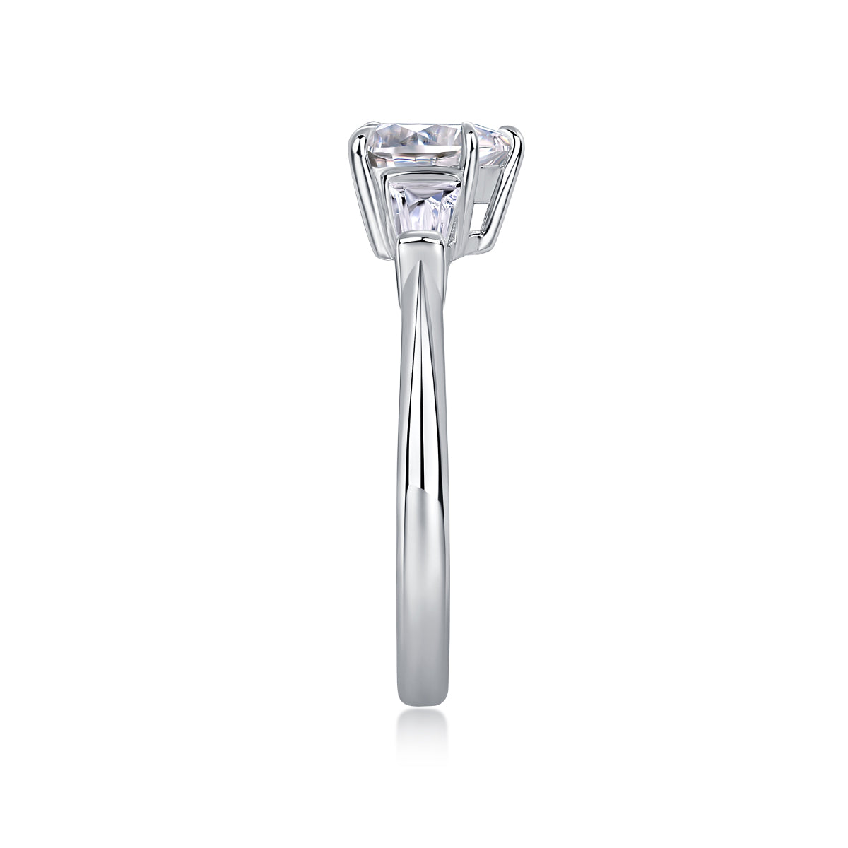 Carissie Heart Baguette Trilogy Engagement Ring