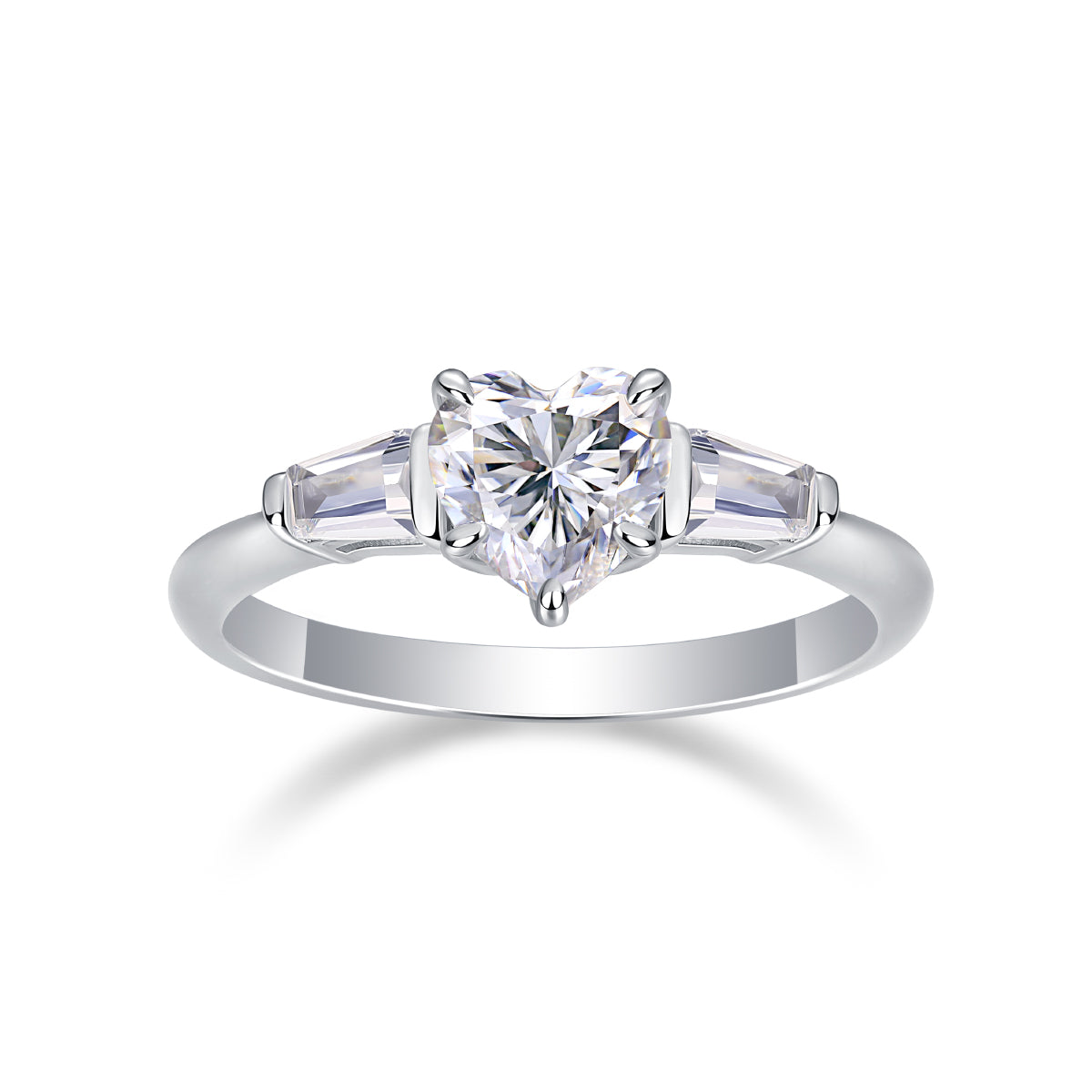 Carissie Heart Baguette Trilogy Engagement Ring