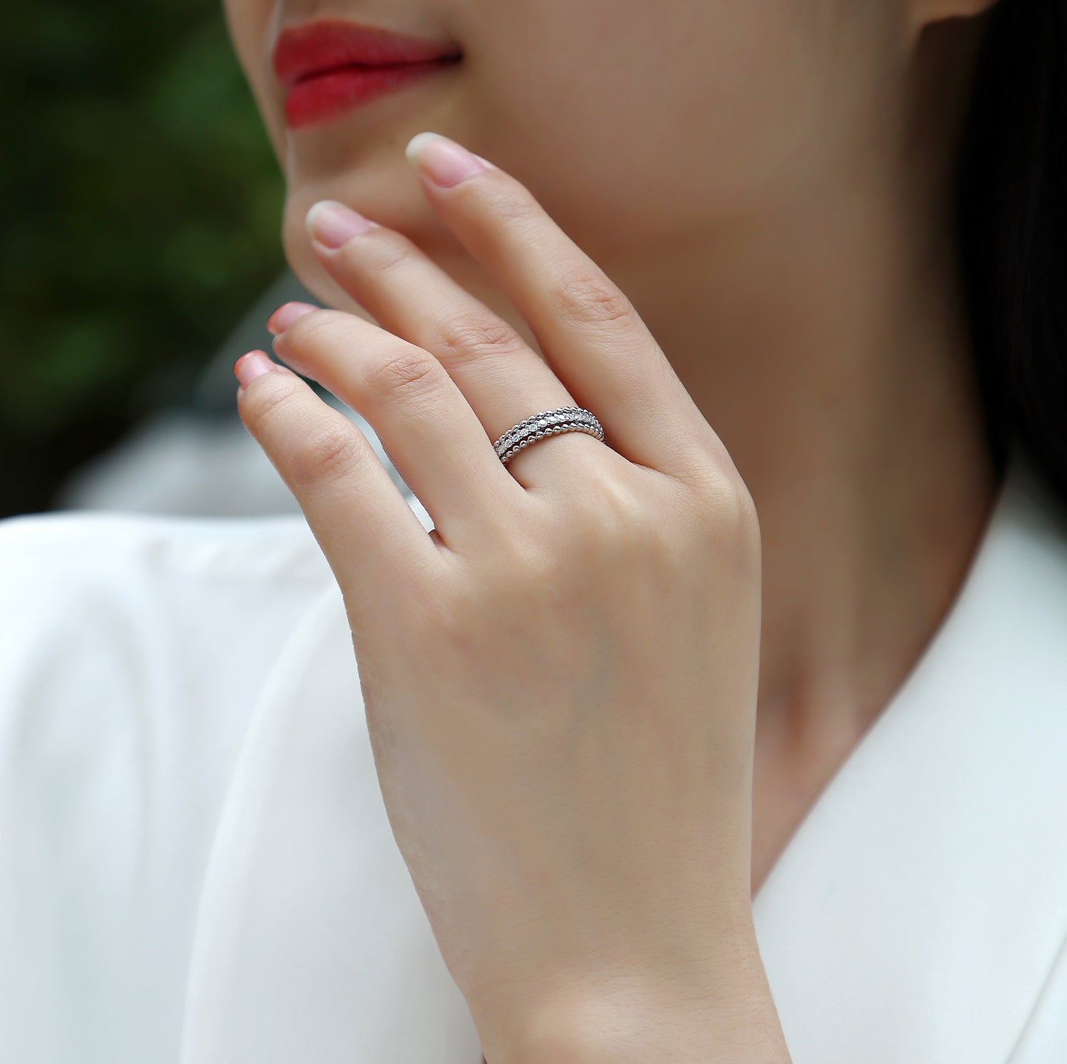 Carissie Eternity Scalloped Edge Filigree Wedding Band