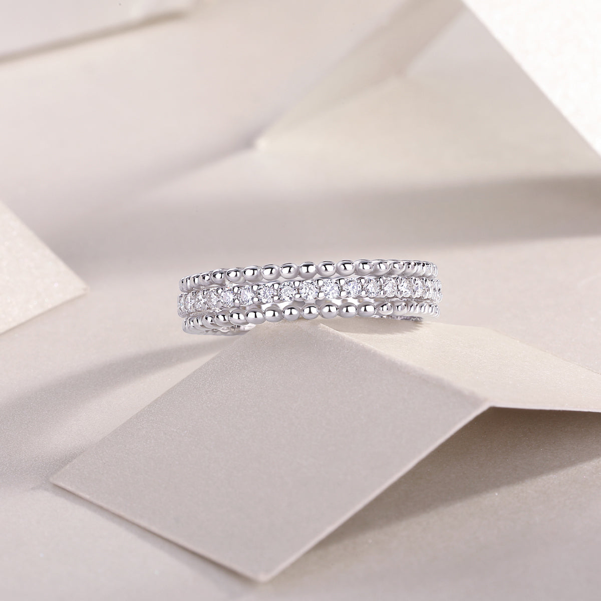 Carissie Eternity Scalloped Edge Filigree Wedding Band