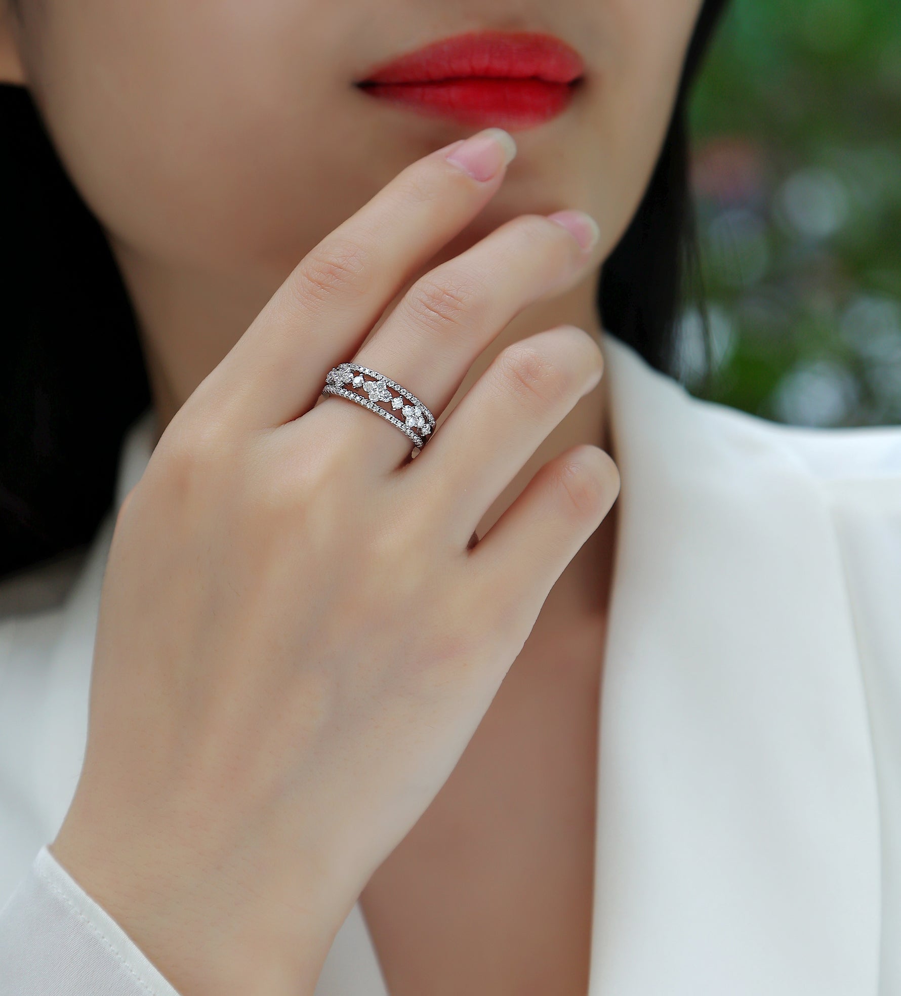 Carissie Intricate Multi-Row Cluster Wedding Band