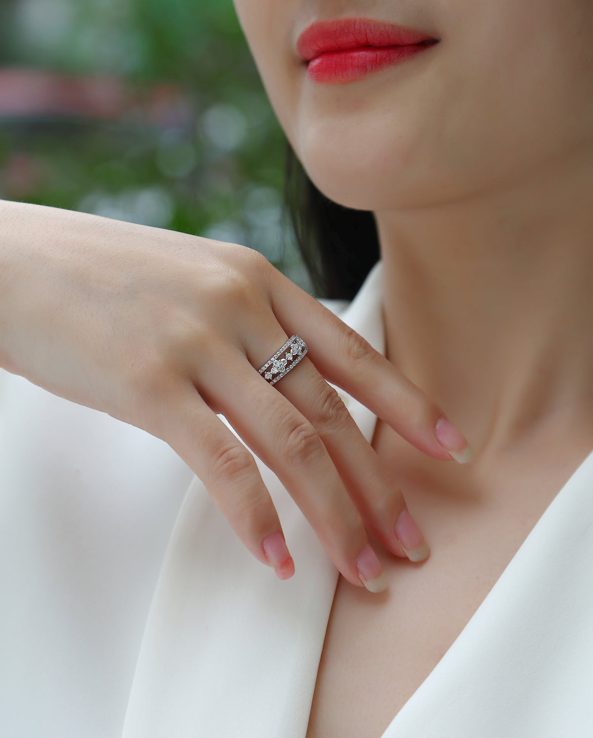 Carissie Intricate Multi-Row Cluster Wedding Band
