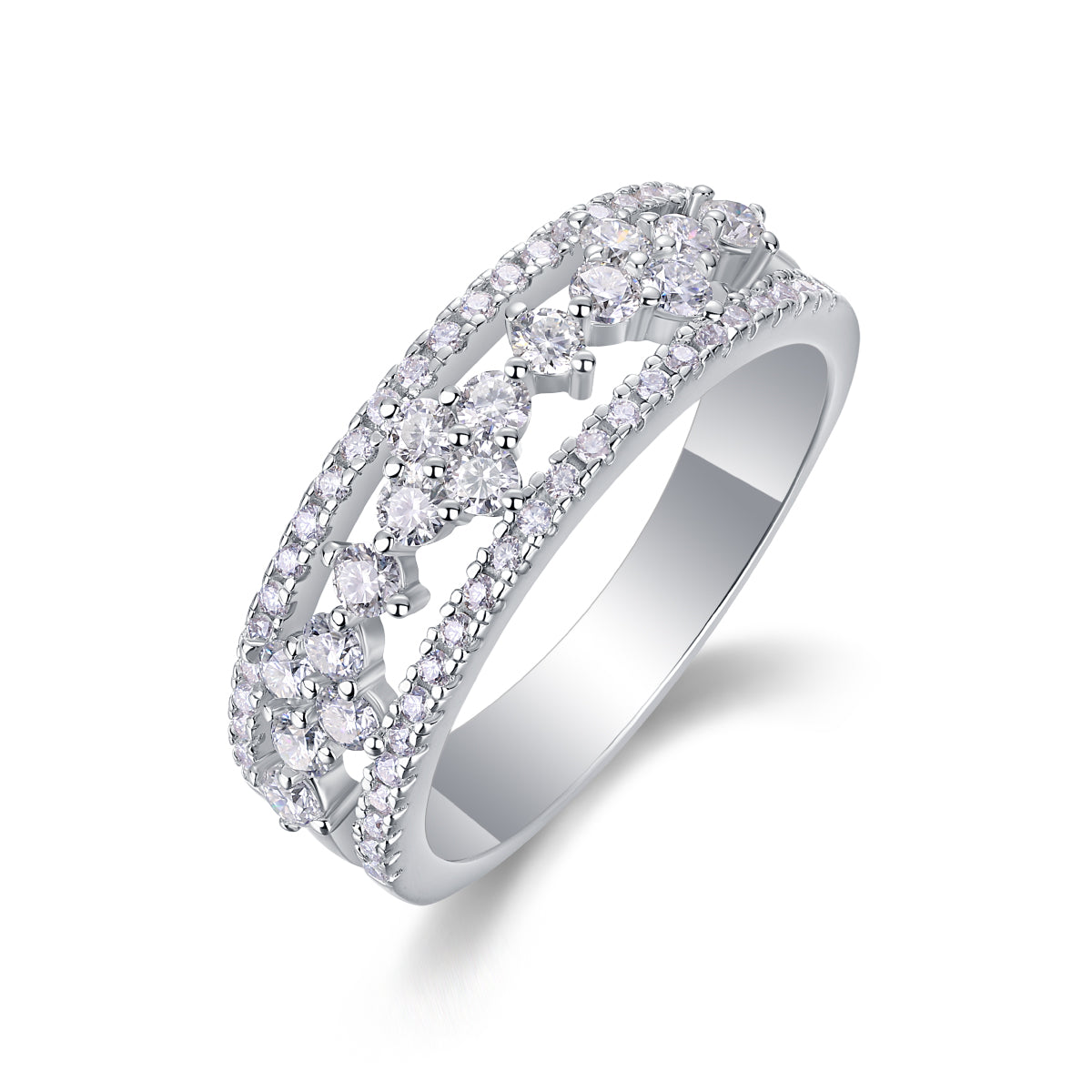 Carissie Intricate Multi-Row Cluster Wedding Band