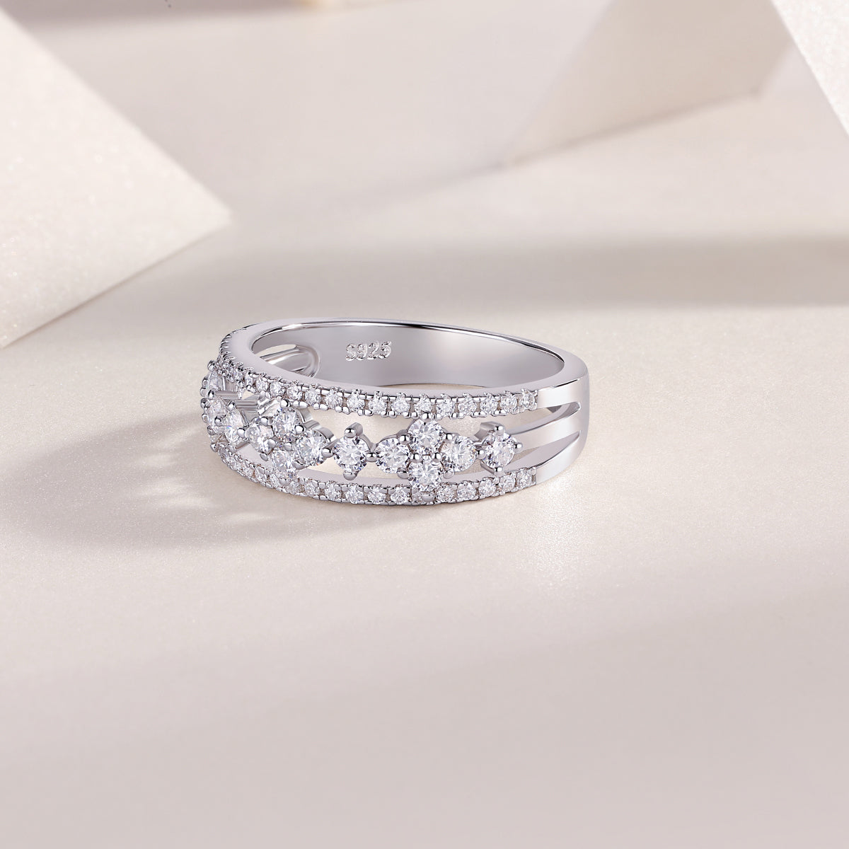 Carissie Intricate Multi-Row Cluster Wedding Band