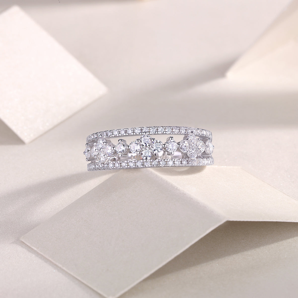 Carissie Intricate Multi-Row Cluster Wedding Band