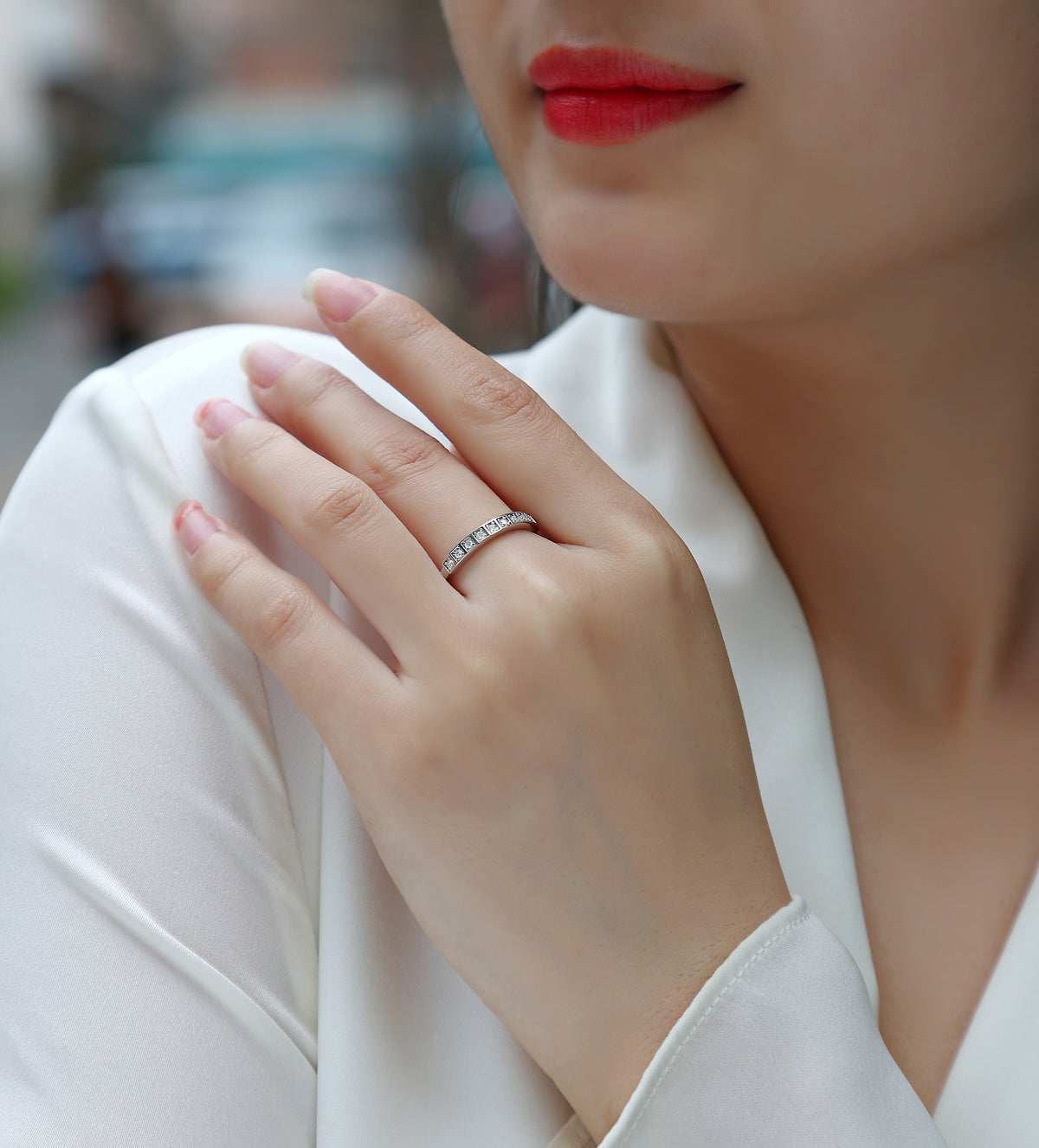 Carissie Elegant Round Channel Half Eternity Band