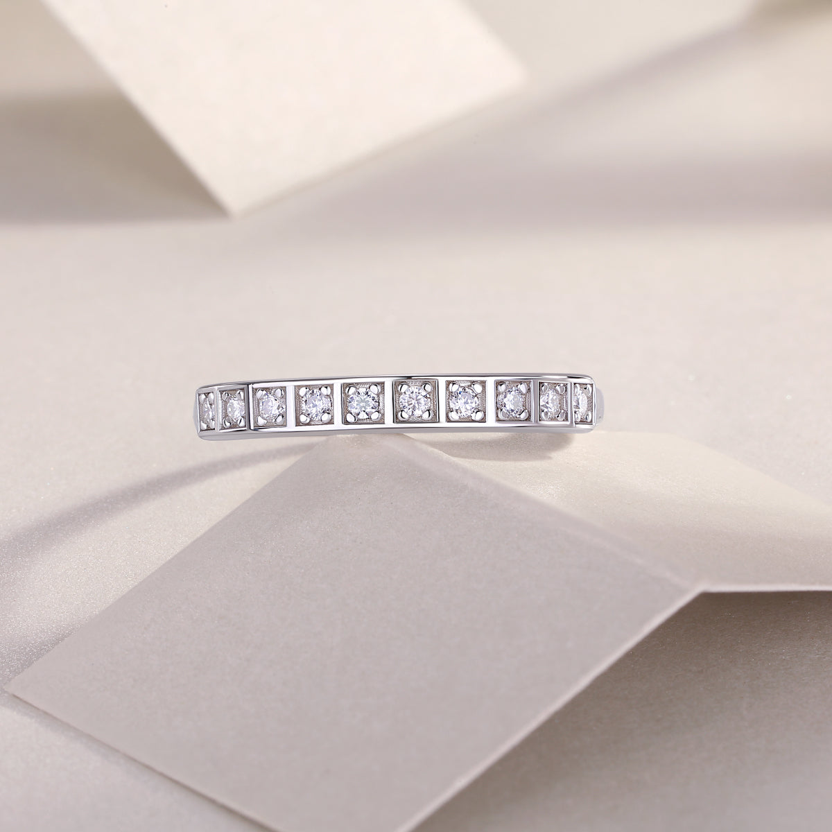 Carissie Elegant Round Channel Half Eternity Band