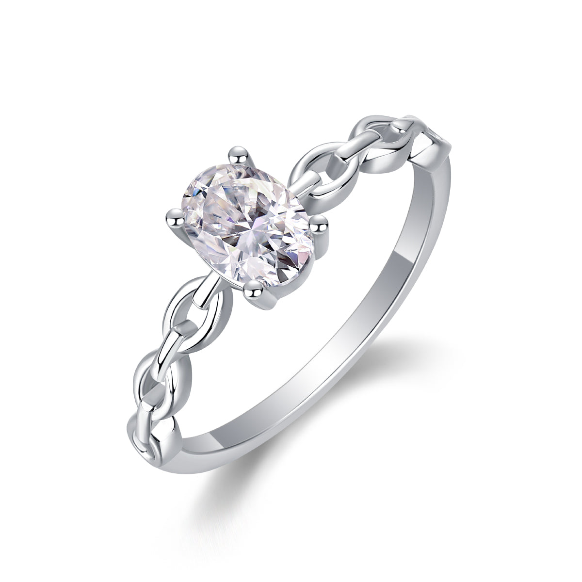 Carissie Oval Solitaire Link Chain Engagement Ring