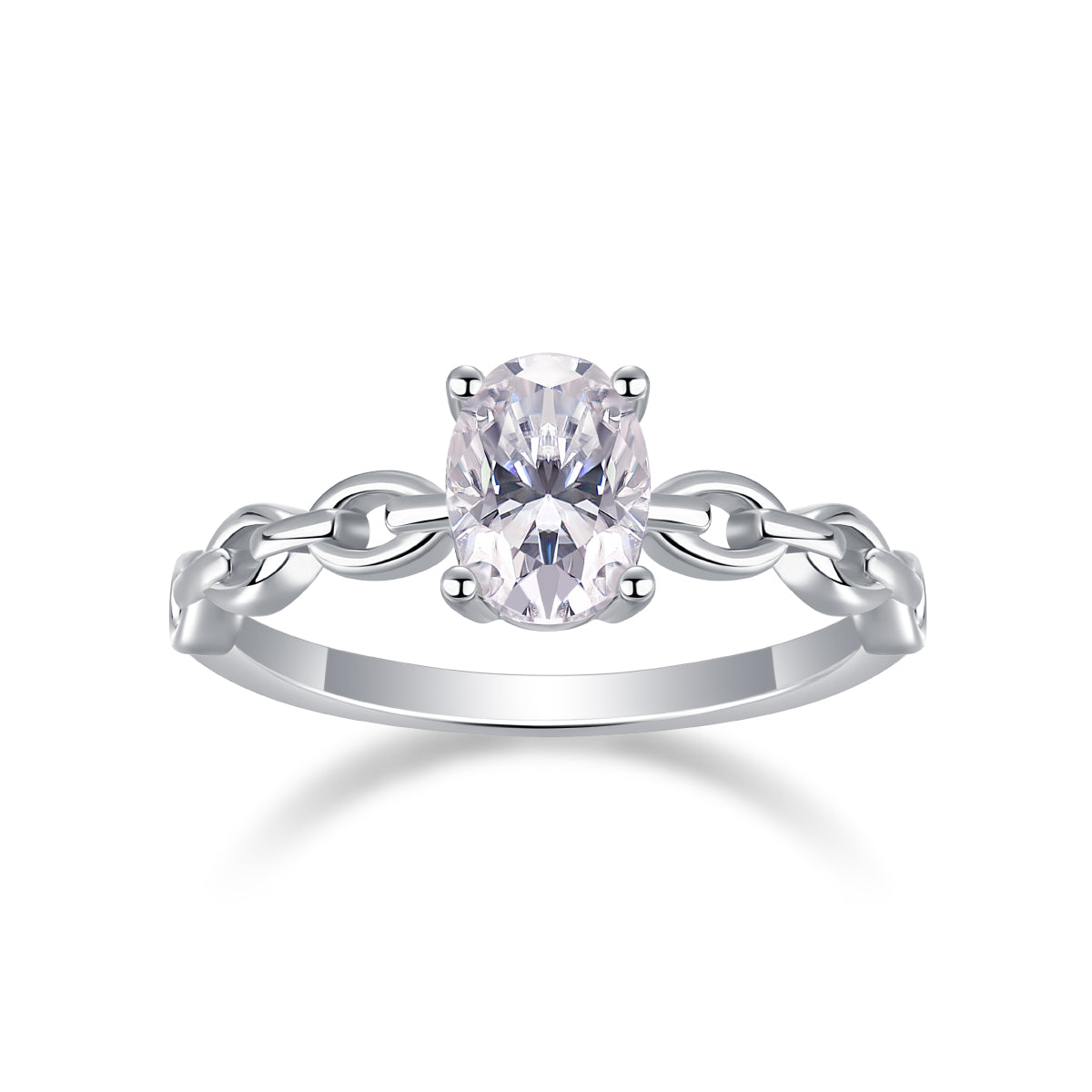 Carissie Oval Solitaire Link Chain Engagement Ring