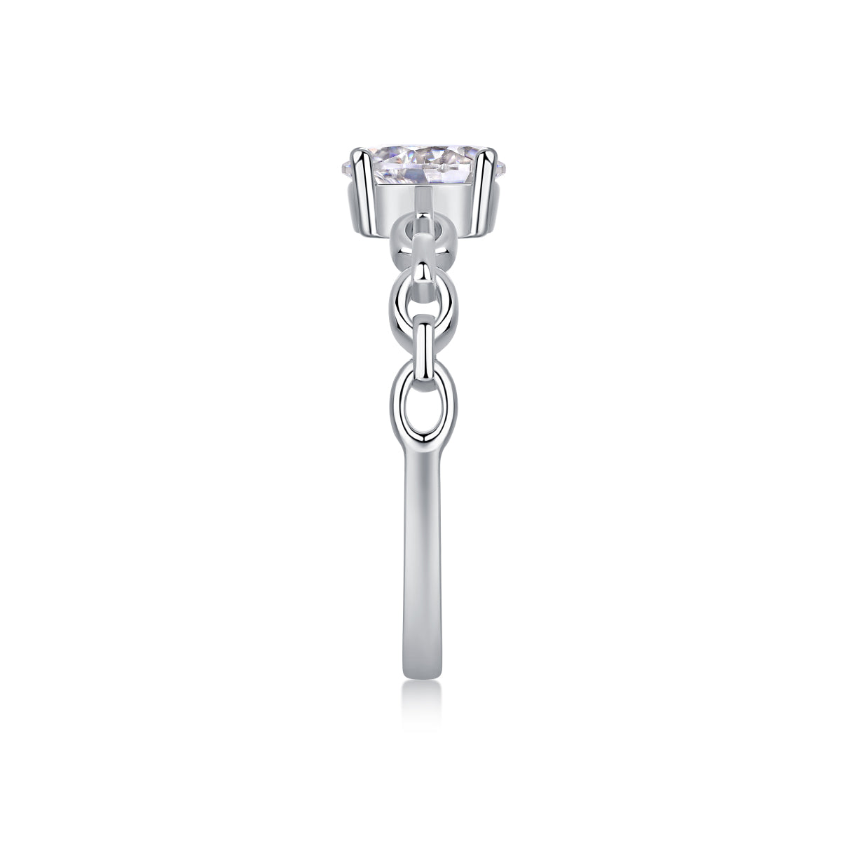 Carissie Oval Solitaire Link Chain Engagement Ring