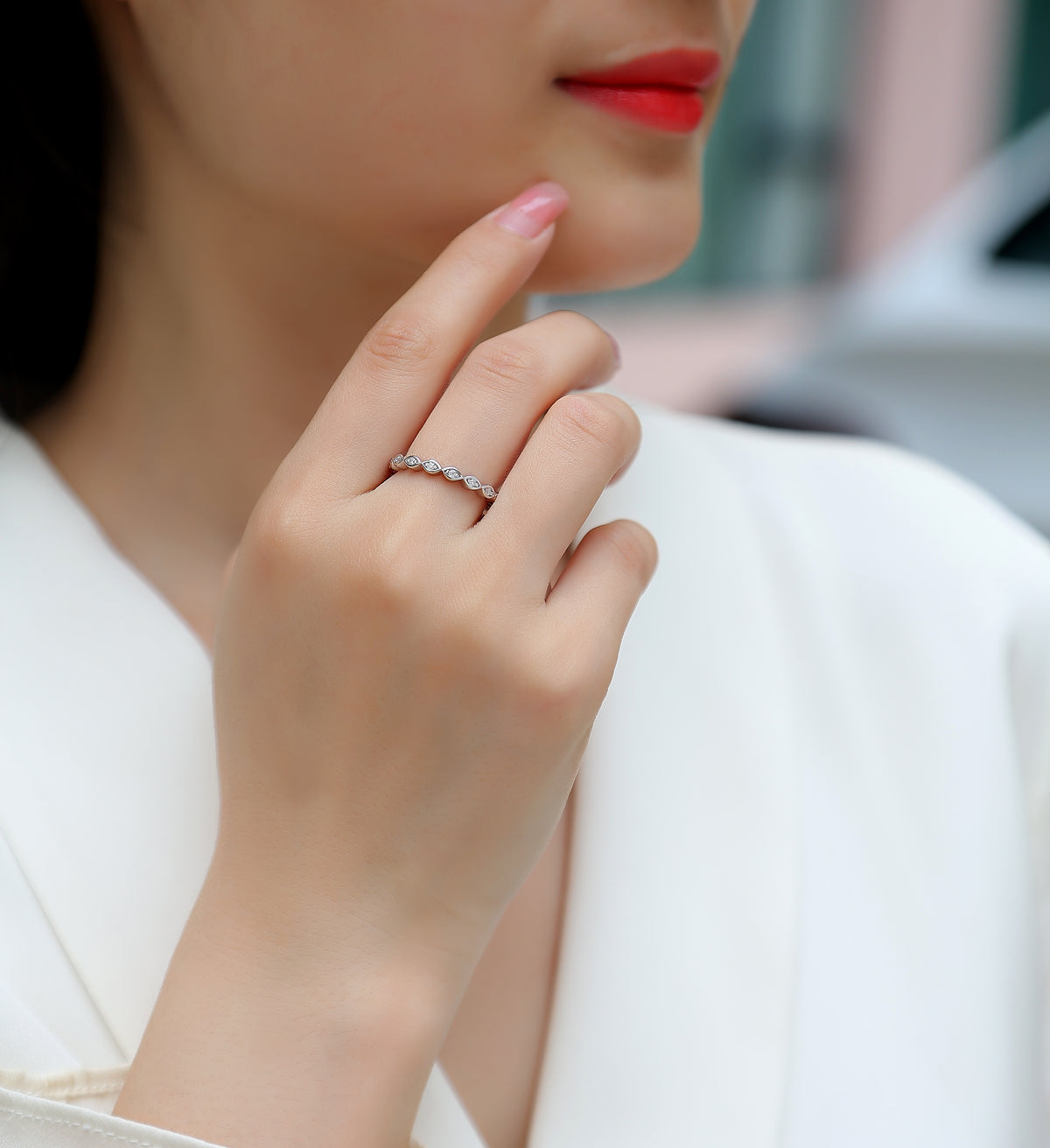 Carissie Timeless Marquise Shaped Open Linked Eternity Band