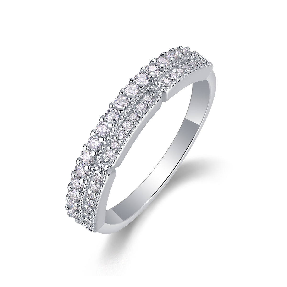 Carissie Elegant Double Row Pave Cluster Wedding Band