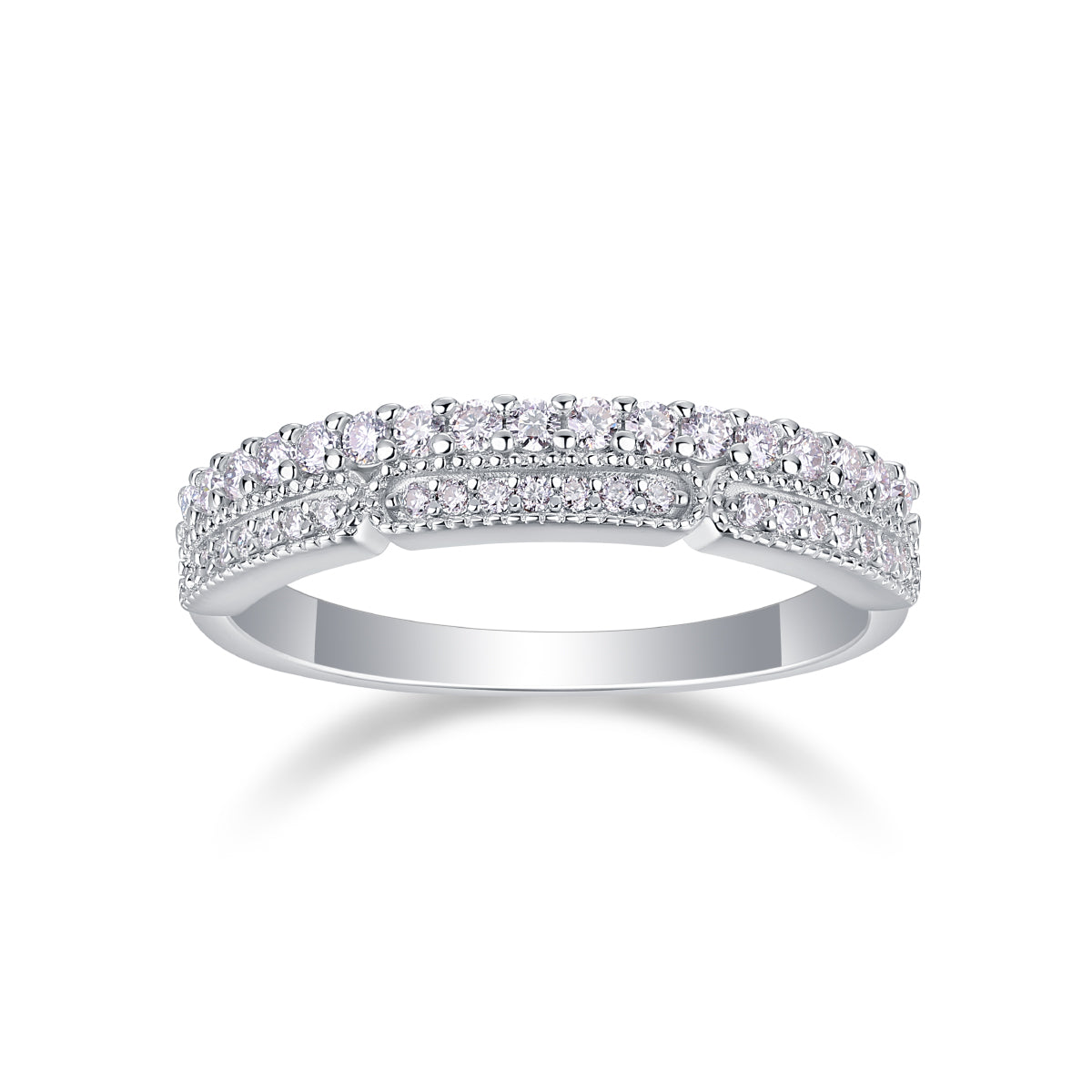 Carissie Elegant Double Row Pave Cluster Wedding Band