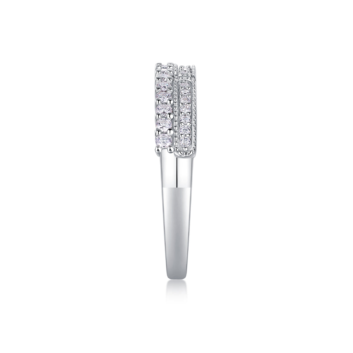 Carissie Elegant Double Row Pave Cluster Wedding Band