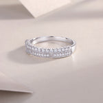 Carissie Elegant Double Row Pave Cluster Wedding Band