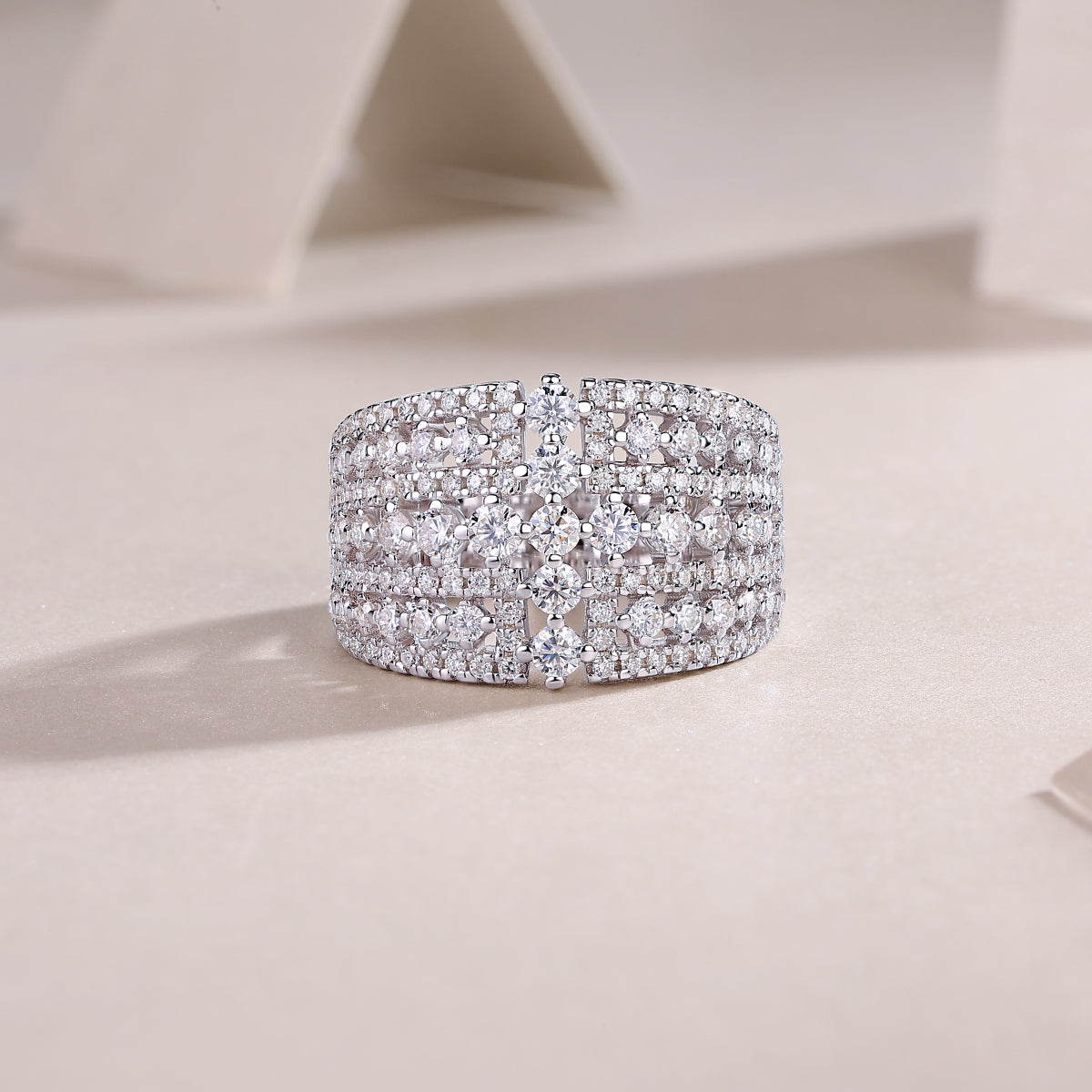 Carissie Vintage Multi - Row Cluster Pave Statement Ring